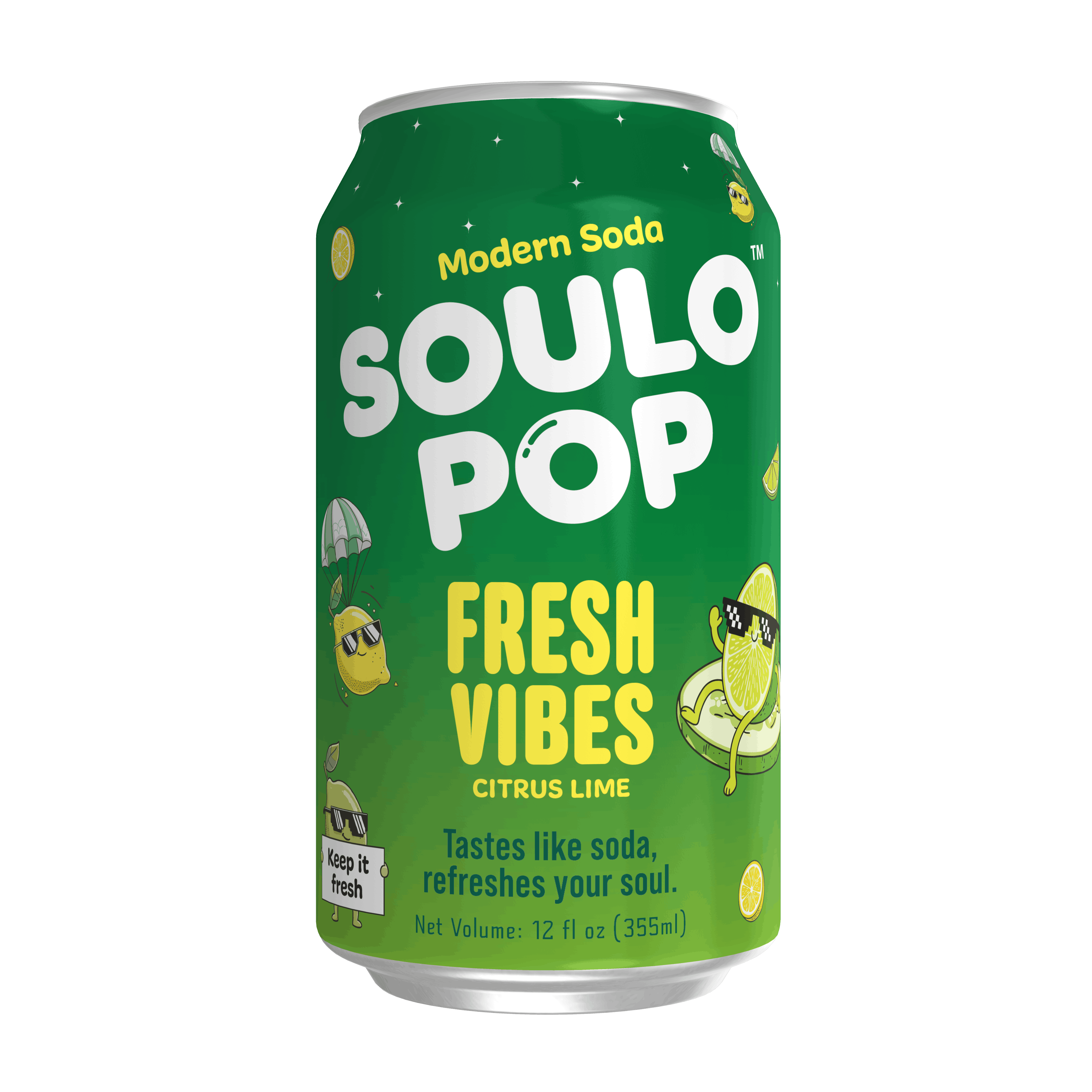 Fresh Vibes Citrus Lime Soda | Clean Soda | Soulopop